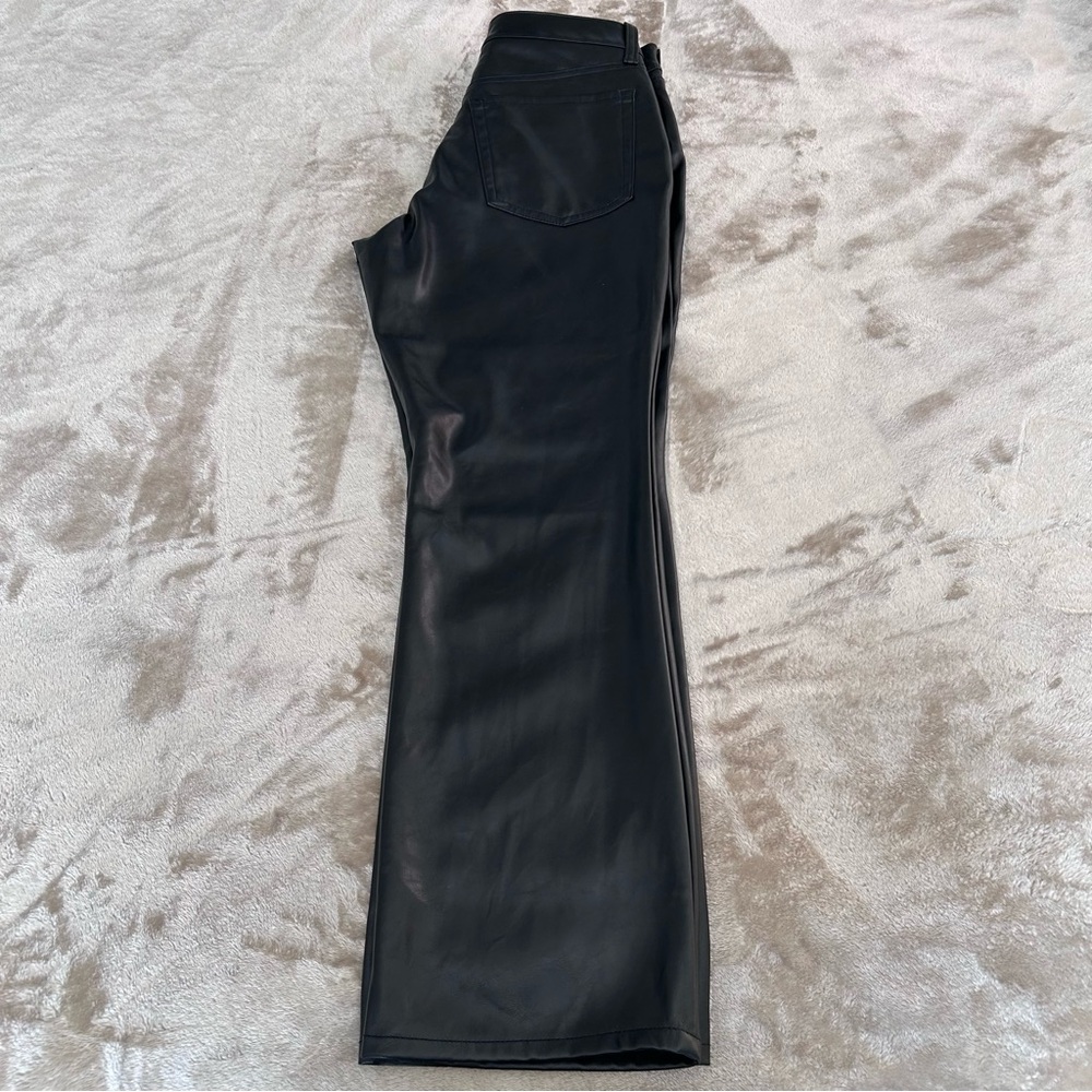 NWOT faux leather boot cut jeans/pants (size 6) black lined with fleece